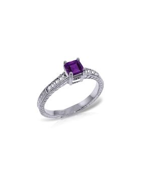 0.65 Carat 14K White Gold Very Necklaceessary Amethyst Diamond Ring