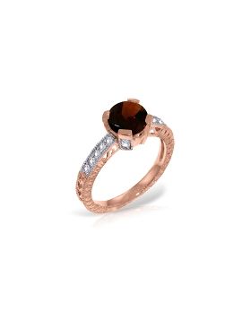 14K Rose Gold Ring Natural Diamond & Garnet Gemstone