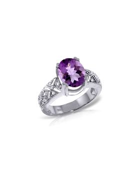 3.2 Carat 14K White Gold Purple Fields Amethyst Diamond Ring