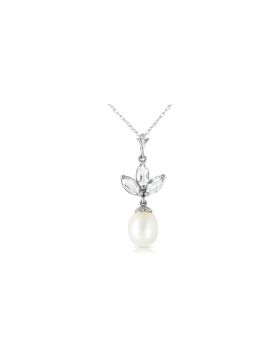 4.75 Carat 14K White Gold Necklace Pearl Green Amethyst