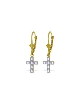 0.06 Carat 14K Gold Cross Necklace Earrings Natural Diamond