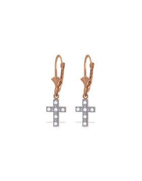 14K Rose Gold Cross Necklace Earrings w/ Natural Diamonds