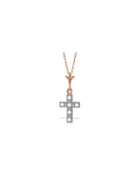 14K Rose Gold Cross Natural Diamond Necklace