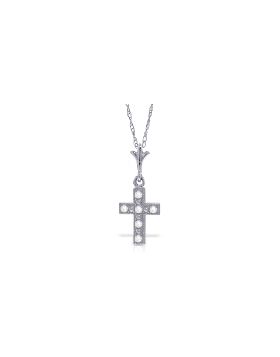 0.03 Carat 14K White Gold Cross Necklace Natural Diamond