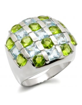 Ring 925 Sterling Silver High-Polished AAA Grade CZ Multi Color