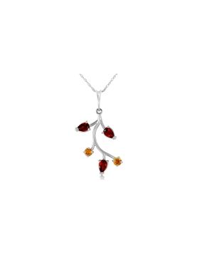 0.95 Carat 14K White Gold Down The River Garnet Citrine Necklace