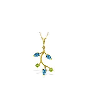 0.95 Carat 14K Gold Sweet Daiquiri Blue Topaz Peridot Necklace