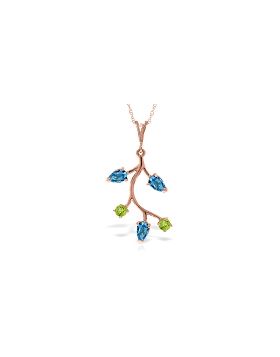 14K Rose Gold Blue Topaz & Peridot Necklace Gemstone