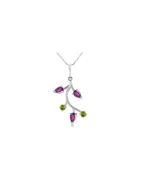 0.95 Carat 14K White Gold Done It All Amethyst Peridot Necklace