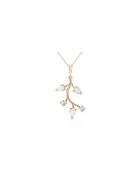 0.6 Carat 14K Gold Necklace Opal Aquamarine