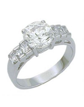 S14030-5 - 925 Sterling Silver Rhodium Ring AAA Grade CZ Clear