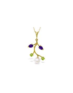 2.7 Carat 14K Gold Cotton Field Amethyst Peridot Necklace