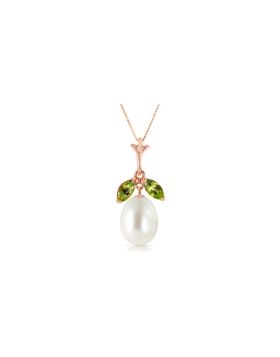 14K Rose Gold Natural Pearl & Peridot Necklace