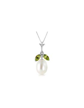 4.5 Carat 14K White Gold Here Is Hope Peridot Pearl Necklace
