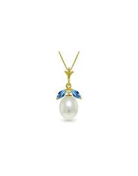 4.5 Carat 14K Gold Necklace Parl Blue Topaz