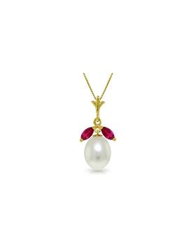 4.5 Carat 14K Gold Necklace Natural Pearl Ruby