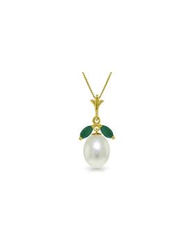 4.5 Carat 14K Gold Necklace Natural Parl Emerald