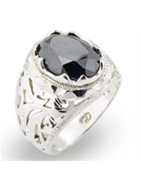 Ring 925 Sterling Silver High-Polished AAA Grade CZ Jet