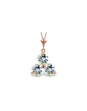 14K Rose Gold Aquamarines Necklace Gemstone Genuine Royal