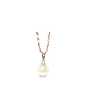 14K Rose Gold Natural Diamond & Pearl Necklace