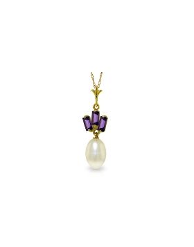 4.68 Carat 14K Gold Plum Blossom Amethyst Pearl Necklace