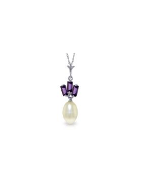 4.68 Carat 14K White Gold Ungraspable Amethyst Pearl Necklace
