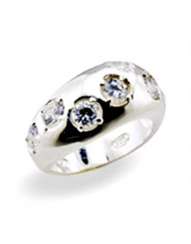 Ring 925 Sterling Silver High-Polished AAA Grade CZ Clear Round