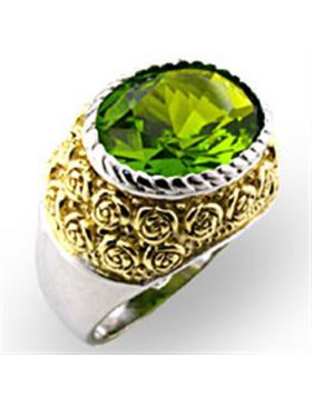 Ring 925 Sterling Silver Reverse Two-Tone Synthetic Peridot Spinel