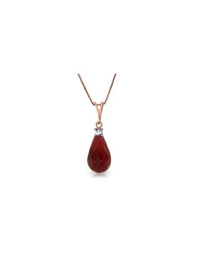 14K Rose Gold Natural Diamond & Ruby Necklace Jewelry