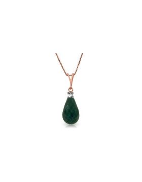 14K Rose Gold Natural Diamond & Emerald Necklace Certified
