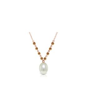 14K Rose Gold Necklace w/ Natural Citrines & Pearl