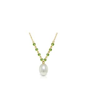 5 Carat 14K Gold Necklace Natural Peridot Pearl