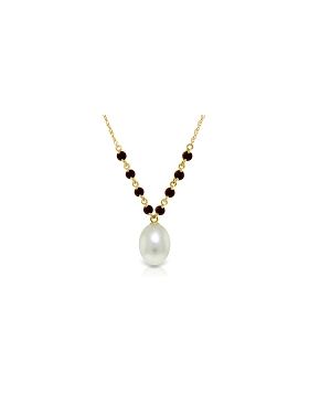 5 Carat 14K Gold Necklace Natural Garnet Pearl