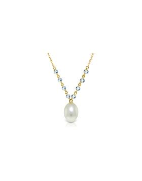 5 Carat 14K Gold Necklace Natural Aquamarine Pearl