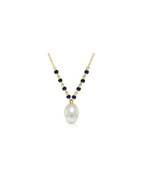 5 Carat 14K Gold Necklace Natural Sapphire Pearl