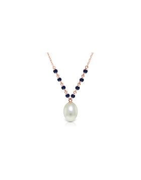 14K Rose Gold Necklace w/ Natural Sapphires & Pearl