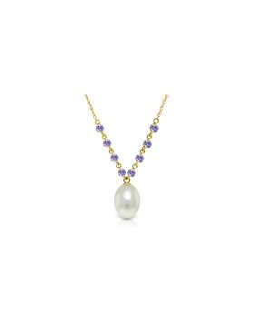 5 Carat 14K Gold Necklace Natural Tanzanite Pearl