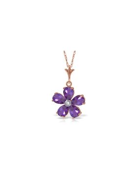 14K Rose Gold Necklace w/ Natural Purple Amethysts & Diamond