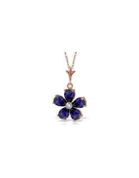 14K Rose Gold Necklace w/ Natural Sapphires & Diamond