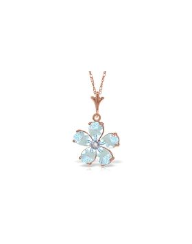 14K Rose Gold Necklace w/ Natural Aquamarines & Diamond