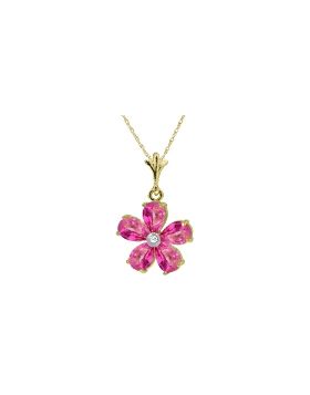 2.22 Carat 14K Gold Necklace Natural Pink Topaz Diamond