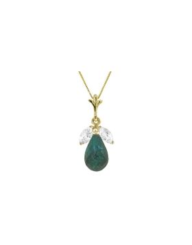9.3 Carat 14K Gold Necklace Natural Emerald White Topaz