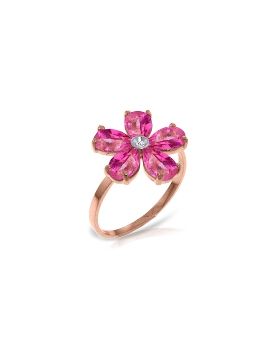 14K Rose Gold Ring w/ Natural Diamond & Pink Topaz