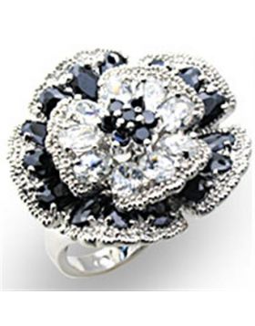Ring 925 Sterling Silver High-Polished AAA Grade CZ Jet