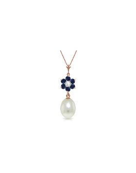 4.53 Carat 14K Rose Gold Necklace Natural Pearl, Sapphire Diamond