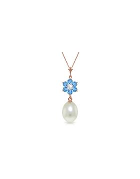 4.53 Carat 14K Rose Gold Necklace Pearl, Blue Topaz Diamond