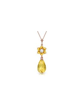 2.78 Carat 14K Rose Gold Necklace Natural Citrine Diamond
