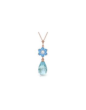 2.78 Carat 14K Rose Gold Necklace Natural Blue Topaz Diamond
