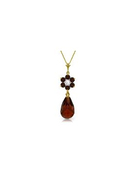 2.78 Carat 14K Gold Tuft Of Flowers Garnet Diamond Necklace