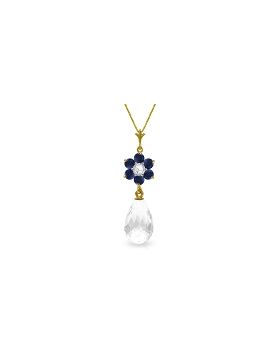 2.78 Carat 14K Gold Necklace Sapphire, White Topaz Diamond